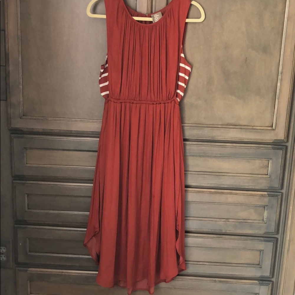 Anthropologie burnt orange silk dress